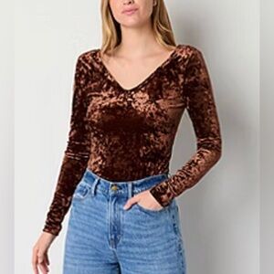 NEW a.n.a Velvet Brown Long Sleeve Bodysuit